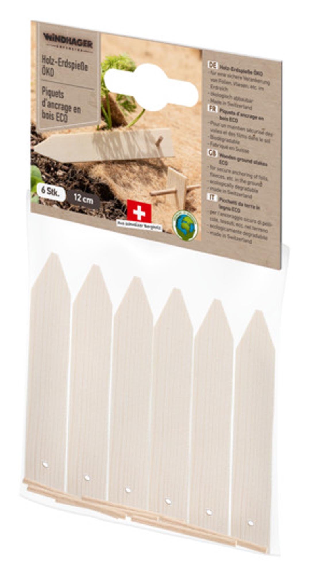 Entdecken Sie die WINDHAGER Holz-Erdspiesse 12 cm, 6 Stk. – die nachhaltige, biologisch abbaubare Lösung für Ihren Garten! Ideal für Folien und Vliese.