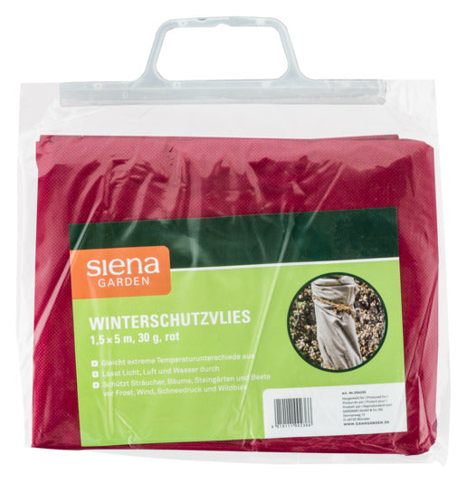 Schützen Sie Ihre Pflanzen mit dem SIENA GARDEN Wintervlies 1.5x5 m 30 g/m² in Rot. Ideal gegen Kälte, Frost und Wind – für gesunde Pflanzen im Winter!