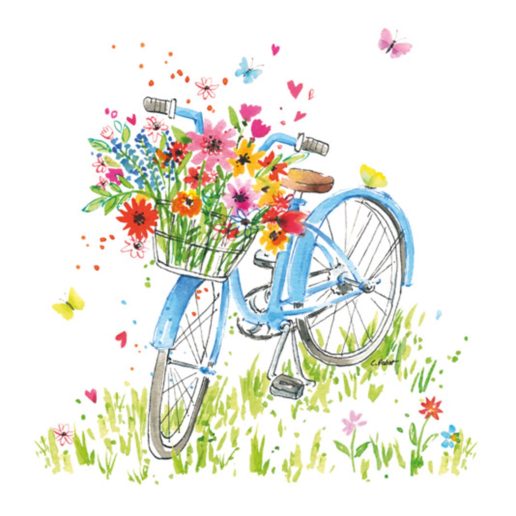 Entdecken Sie die PPD Servietten "Ride my Bike" (33x33 cm) – perfekte Tischdekoration für Fahrradliebhaber, umweltfreundlich und saugfähig.