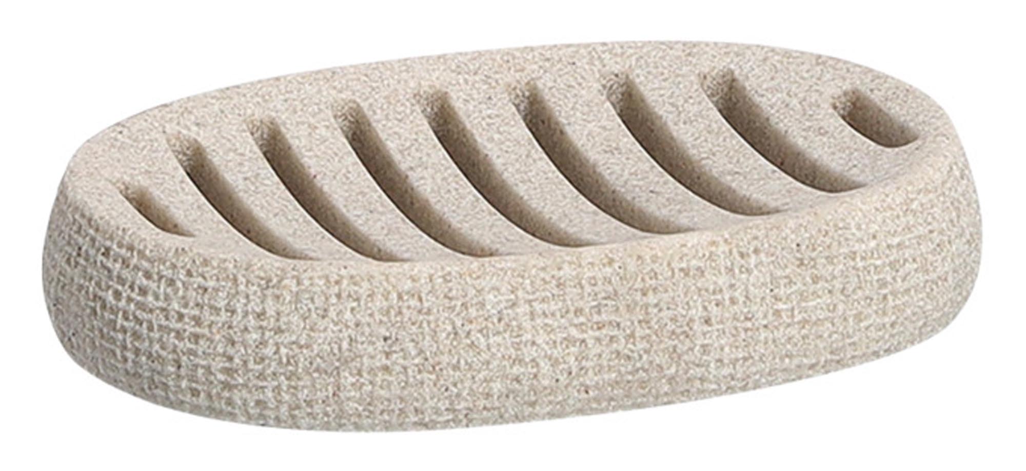 Elegante ZELLER PRESENT Seifenschale Natural in beige (9x13x4.5 cm) – stilvolles Badzubehör für Ordnung und Sauberkeit im Badezimmer.