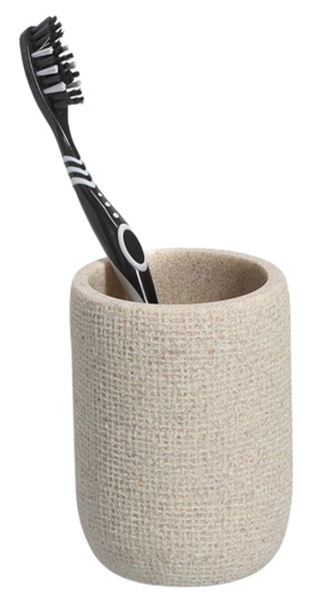 Eleganter Zahnputzbecher aus Polyresin, 7,5x7,5x10 cm. Umweltfreundlich, robust und pflegeleicht. Ideal für jedes Badezimmer.