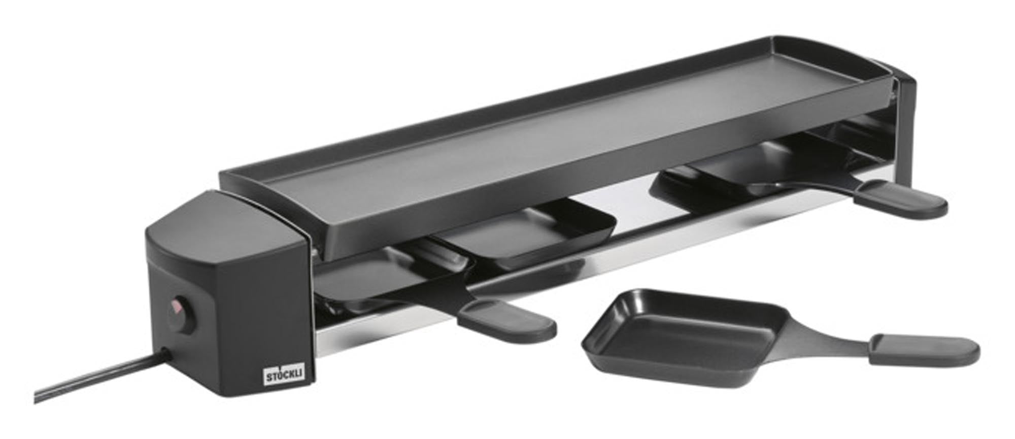 Entdecken Sie den STÖCKLI Raclettegrill Cheeseboard für 4 Personen in anthrazit. Ideal für gesellige Abende, mit hochwertiger Grillfläche und 1200 Watt Leistung.