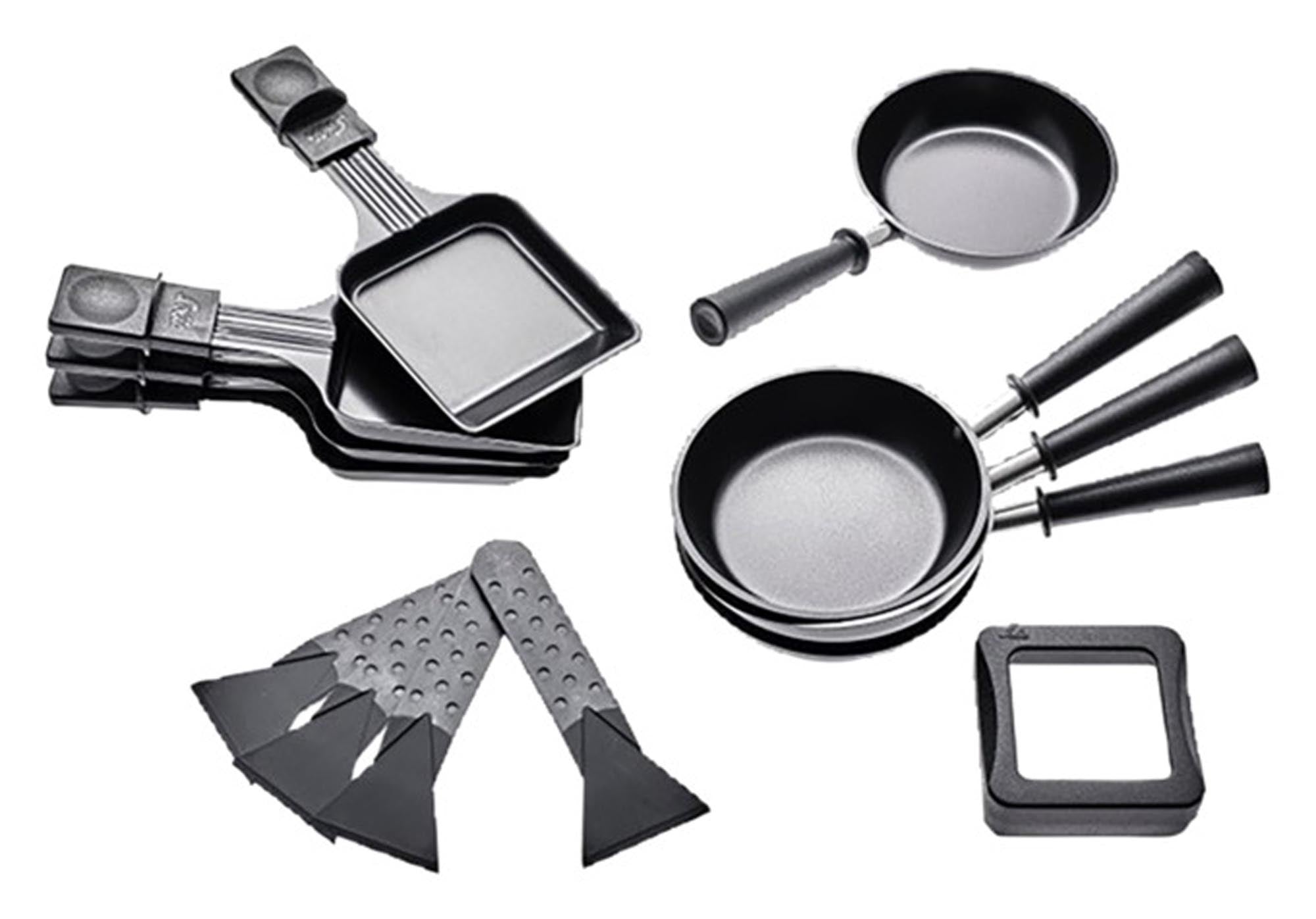 Raclettegrill 5in1 von SOLIS: Vielseitig für 4 Personen, mit Grillplatte, Crêpe-Platte, Mini-Woks und Raclette-Pfännchen.