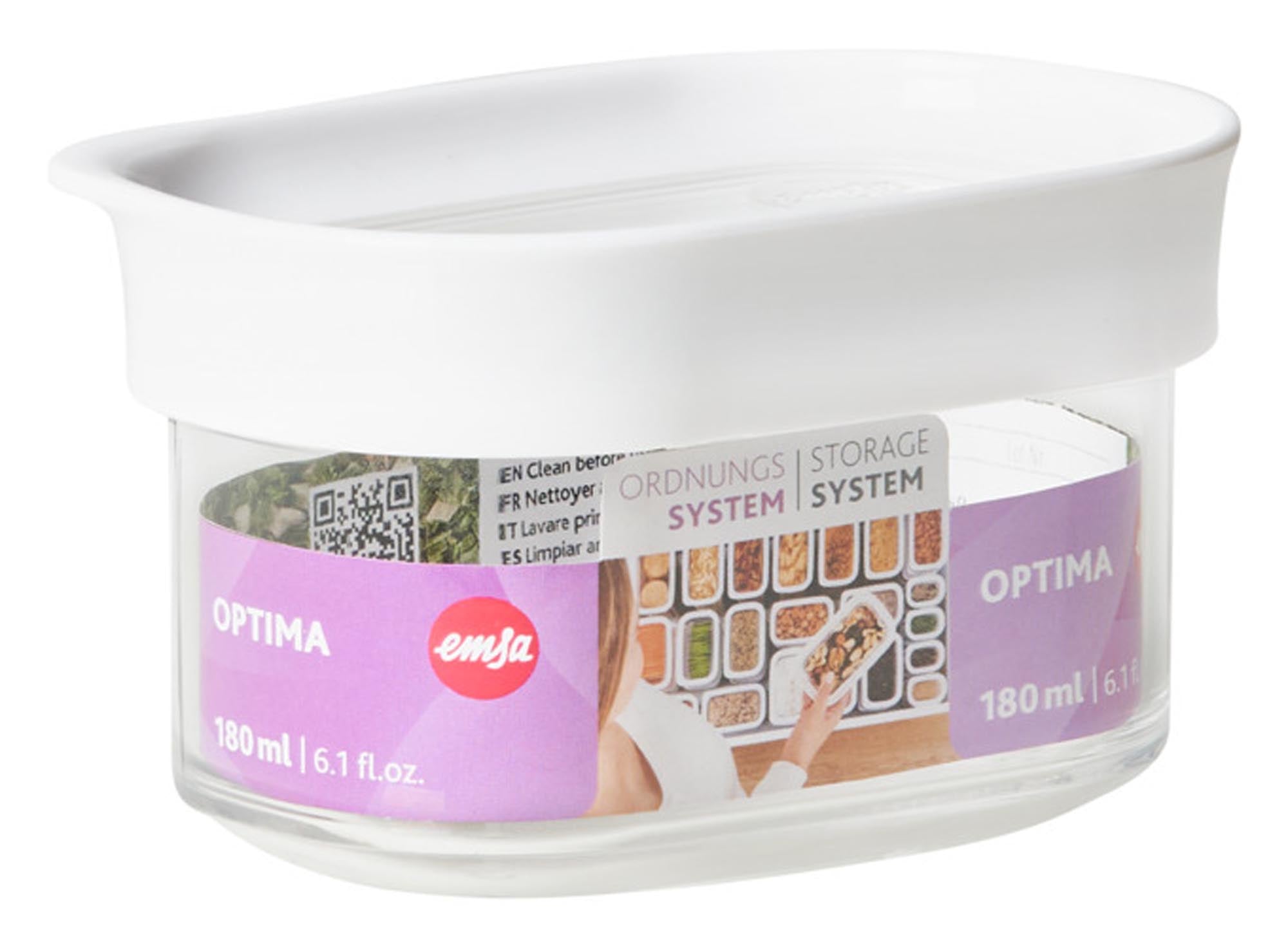 Die EMSA Dose Optima 0.18l ist die perfekte Lösung für kleine Lebensmittelmengen. Luftdicht, BPA-frei und spülmaschinenfest – ideal für frische Snacks!