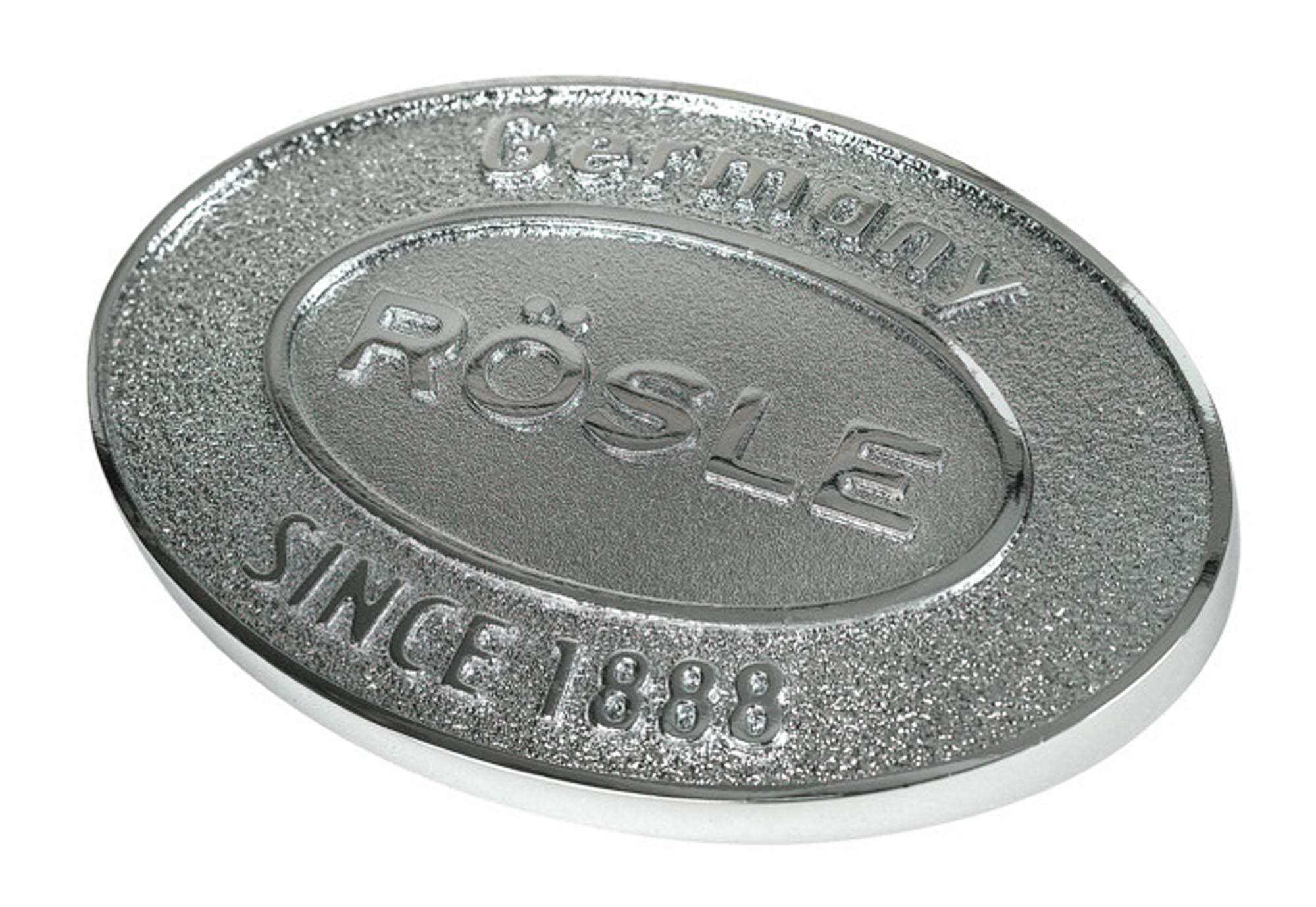 Entdecken Sie die RÖSLE Plakette für Videro: hochwertiges Grillzubehör aus Edelstahl, robust, langlebig und stilvoll für Ihr Grillerlebnis.