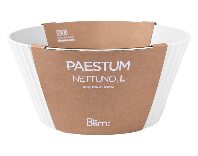 Entdecken Sie die BLIM PLUS Schüssel Nettuno Gr. L in elegantem Weiß (ø 25 cm, H 12 cm) – ideal für Zubereitung, Aufbewahrung und Servieren.