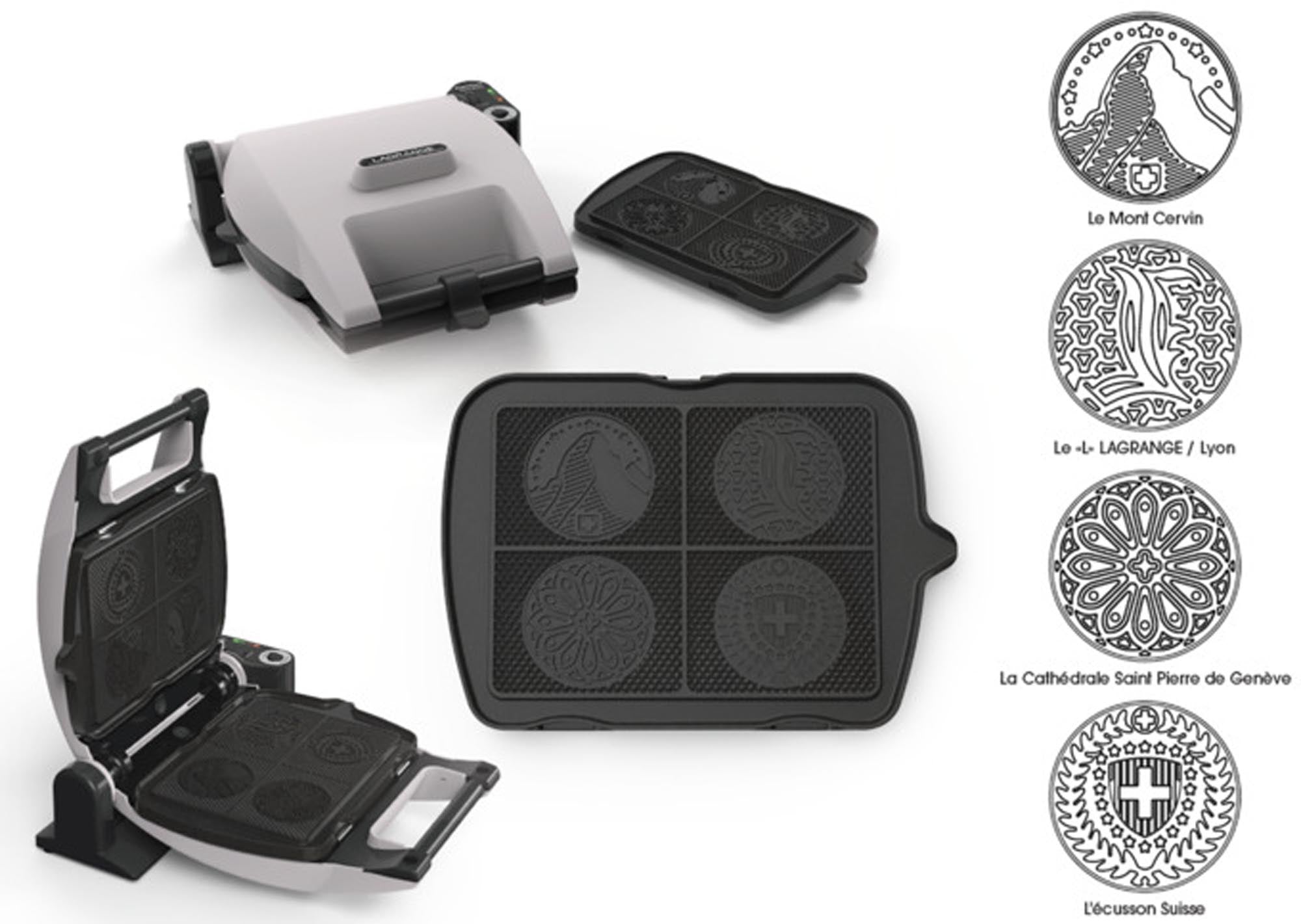 Elegantes Brezel- und Waffeleisen von LAGRANGE: Edelstahl, Antihaft, variable Temperatur, kompakt, ideal für Schweizer Backkunst.
