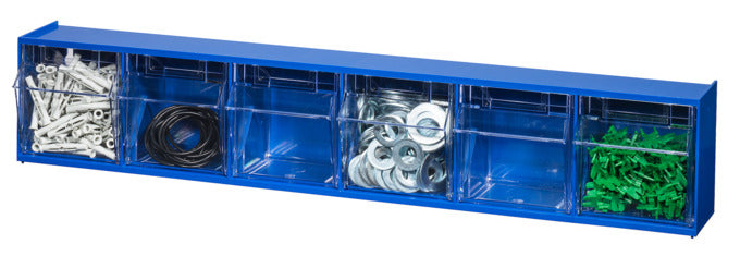 Entdecken Sie die ALLIT Klappschütte Vario Plus Pro Flip 6 in Blau – die flexible Lösung für optimale Organisation in Haushalt und Werkstatt. Ideal für Kleinteile!