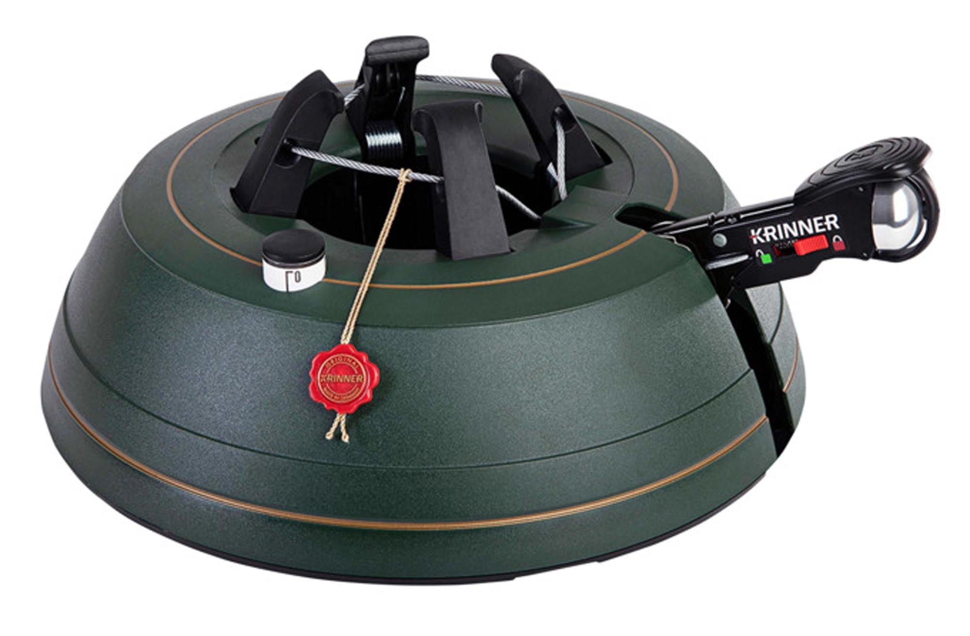 Der KRINNER Christbaumständer Comfort Grip L bietet sichere Baumfixierung mit innovativer Rundum-Einseil-Technik, verbessertem Pedal und Wasserstandsanzeiger.