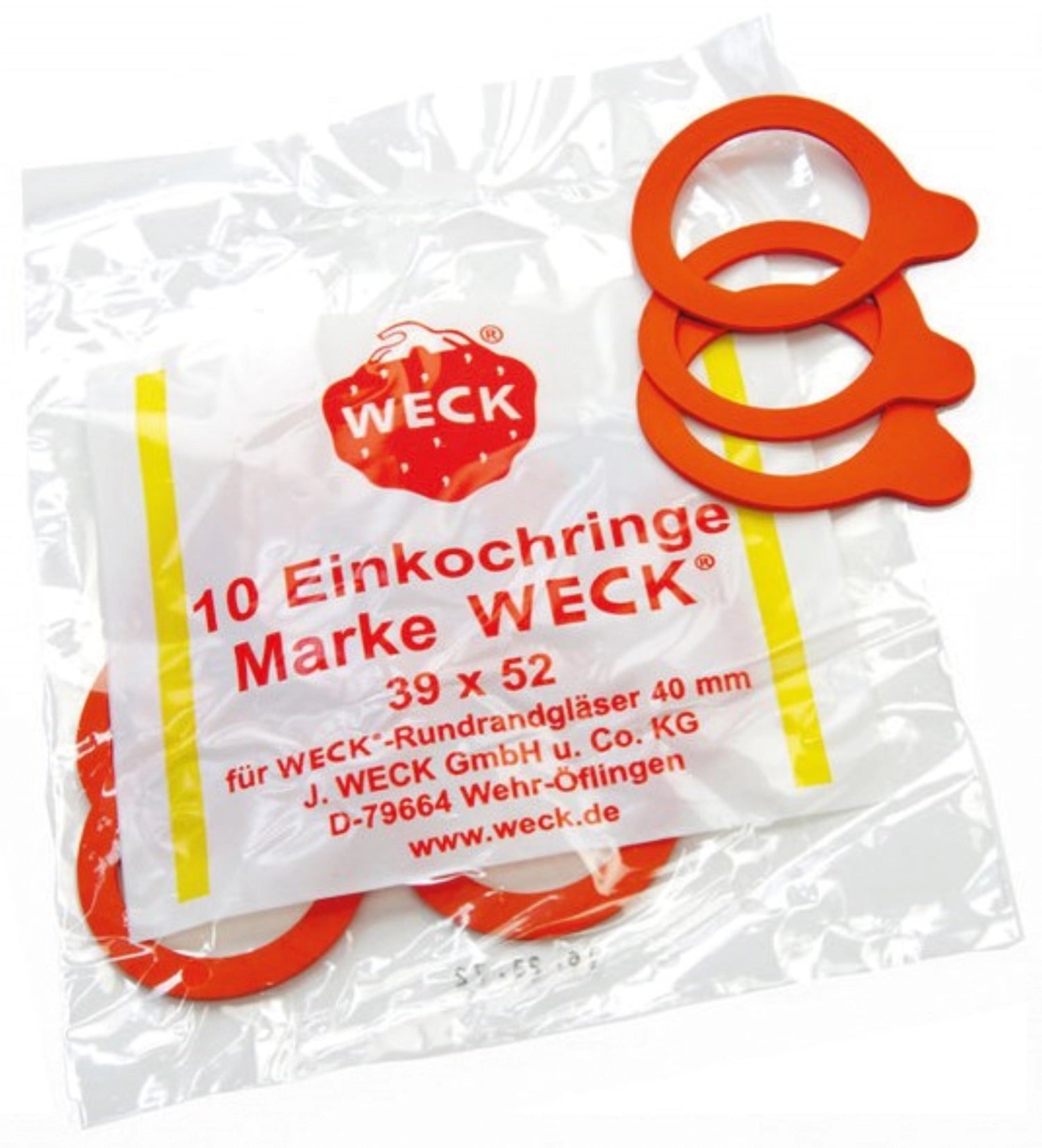 10 Stück Einkochringe RR40 in Weiß, 39x52 mm, ideal für das Einkochen von Lebensmitteln, erhältlich bei KAQTU Design AG.