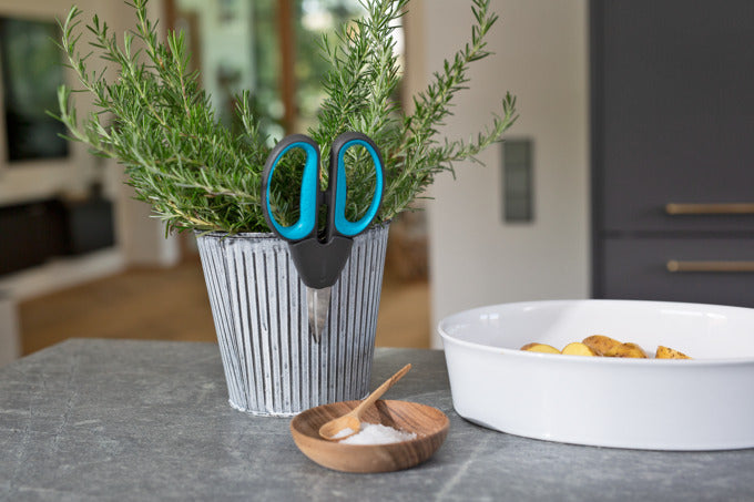 Entdecken Sie die GARDENA HerbCut, die perfekte Kräuterschere für präzises Schneiden und Entblättern von frischen Kräutern in Ihrer Küche.