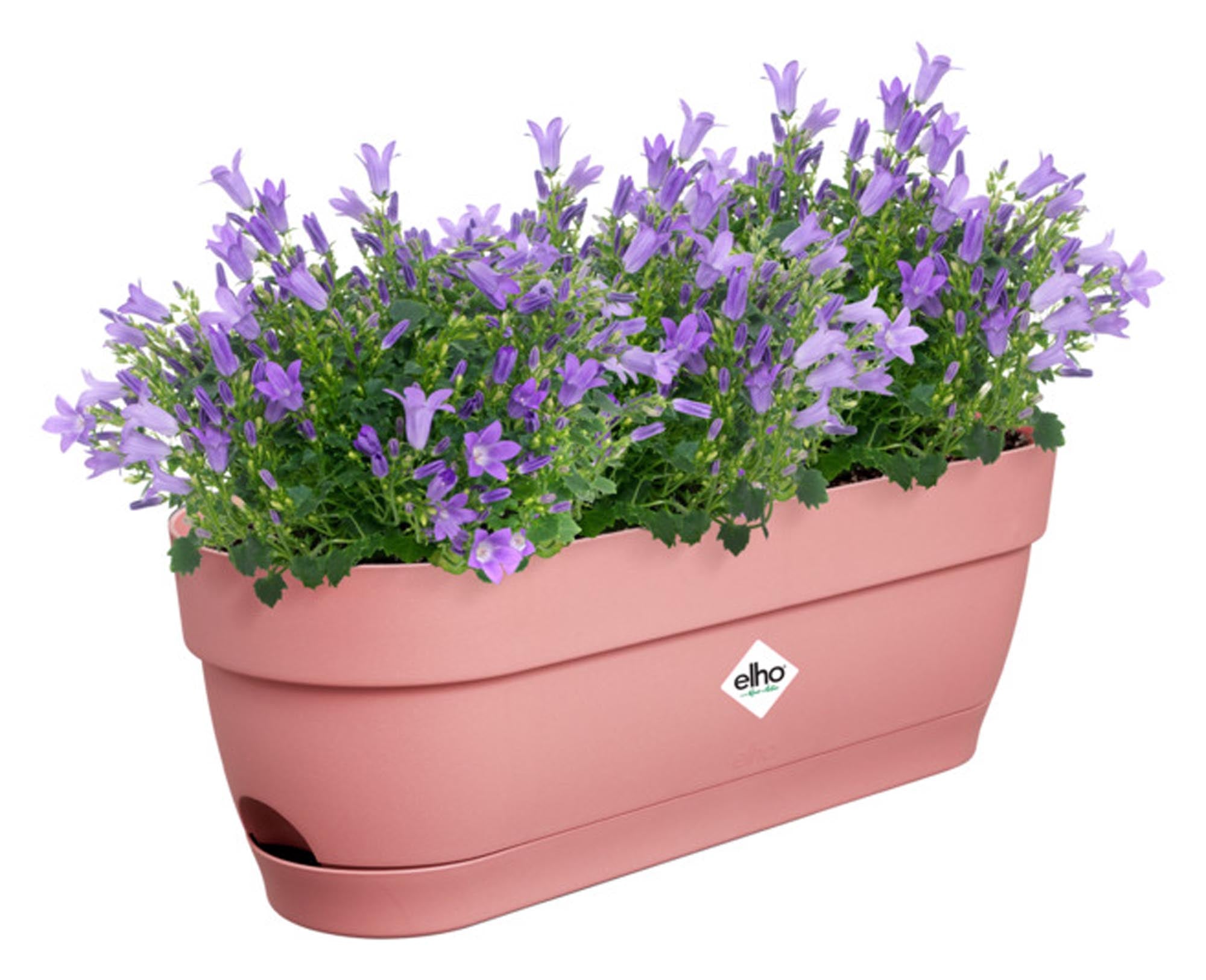 Eleganter ELHO Balkonkasten in Terracotta, 49x18.2x17 cm, aus recyceltem Kunststoff, UV- & frostbeständig, mit Abflusslöchern.