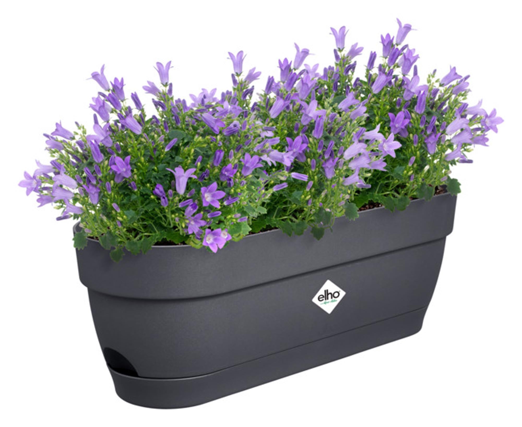 Eleganter ELHO Balkonkasten in Terracotta, 49x18.2x17 cm, aus recyceltem Kunststoff, UV- & frostbeständig, mit Abflusslöchern.