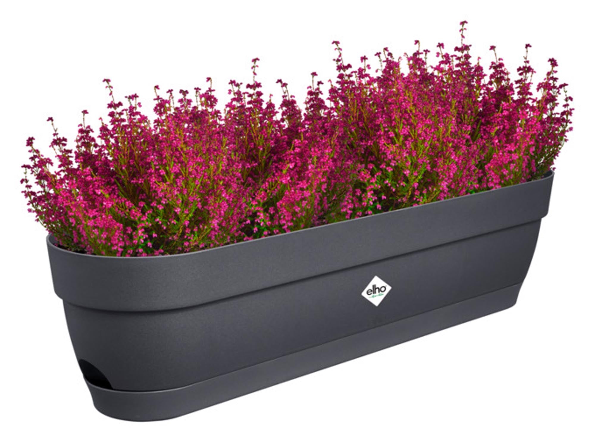 Eleganter ELHO Balkonkasten in Terracotta, 49x18.2x17 cm, aus recyceltem Kunststoff, UV- & frostbeständig, mit Abflusslöchern.