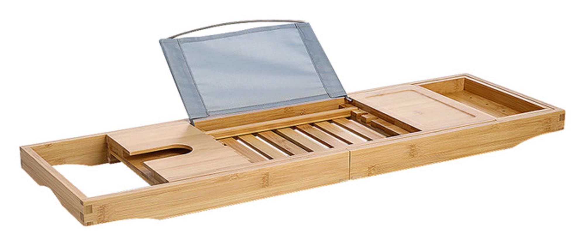 Entdecken Sie die ZELLER Badewannenablage aus Bambus (70-105x22x15.5 cm) für entspannende Wellness-Momente. Hochwertig, nachhaltig und modern.