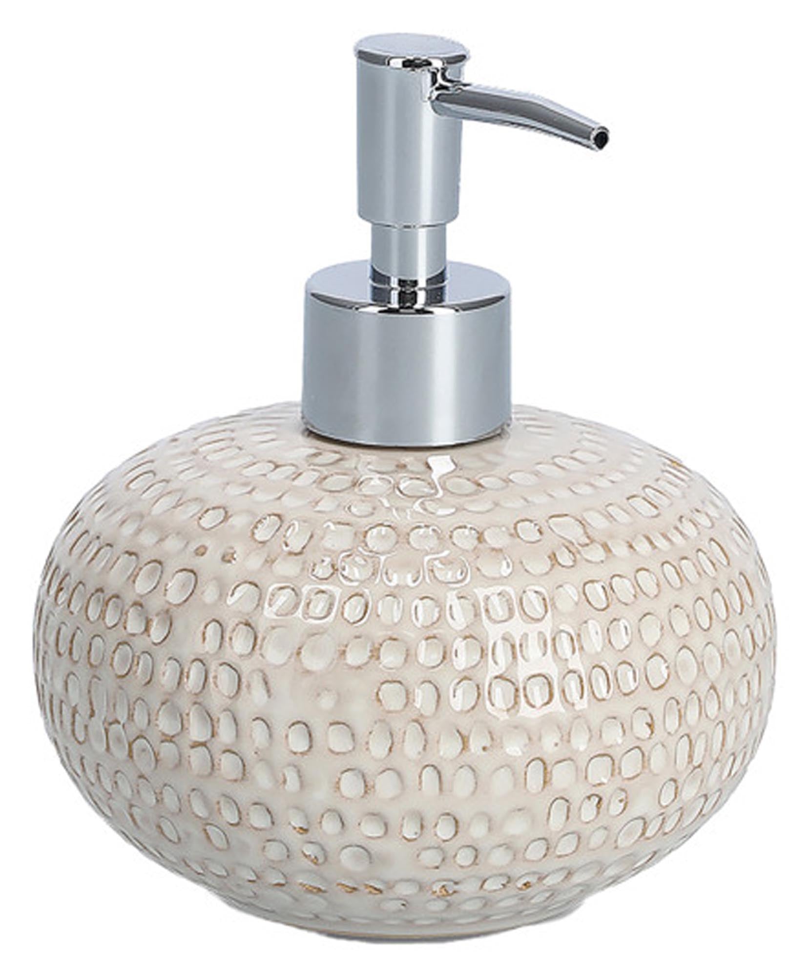 Eleganter ZELLER Seifenspender Struktur beige (ø 11.8 cm) für stilvolle Badezimmergestaltung. Hochwertig, praktisch und pflegeleicht.