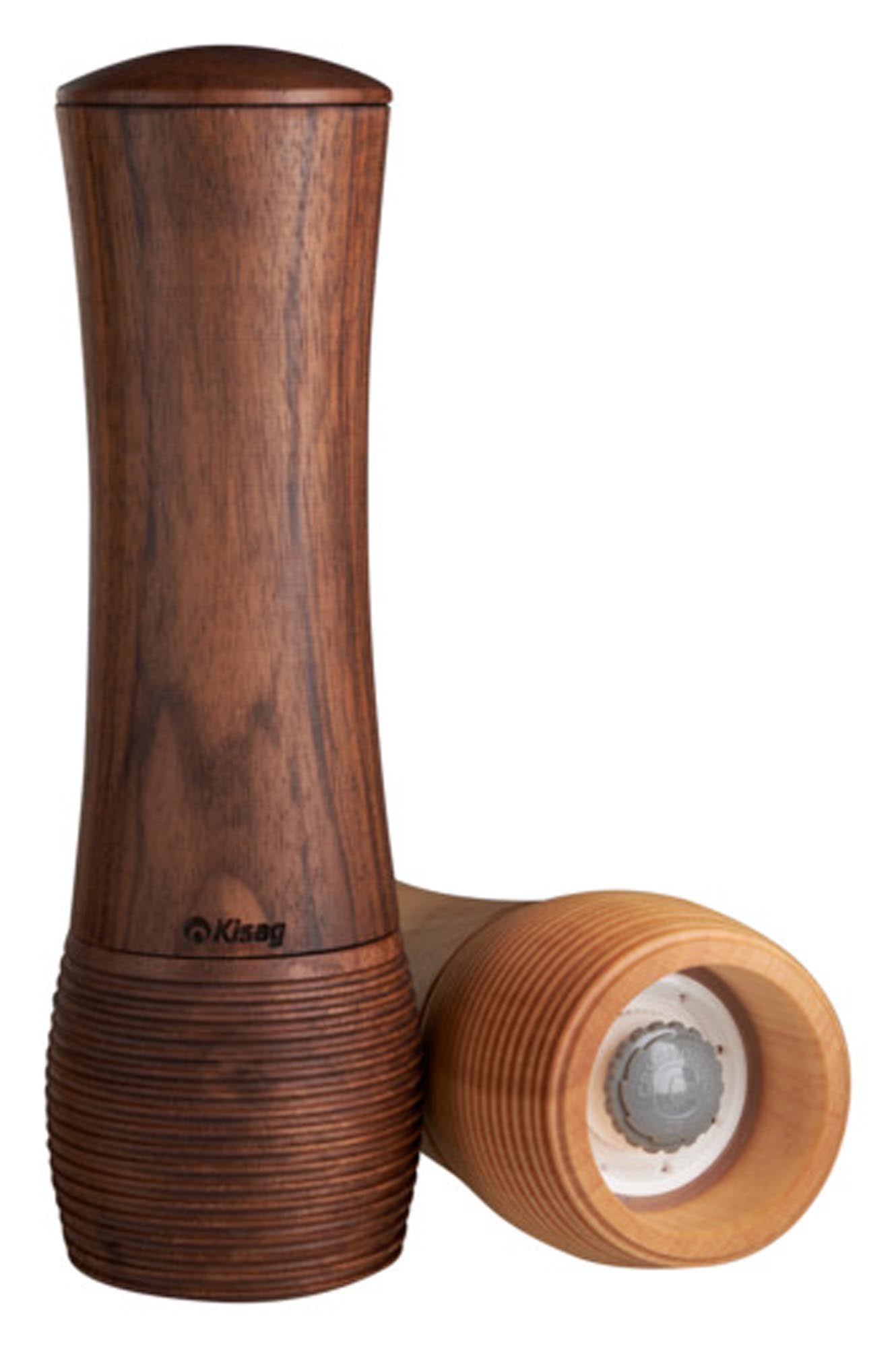 Hochwertige 20 cm Salz- und Pfeffermühle aus hellem Ahornholz von KISAG, vereint Funktionalität und elegantes Design für Ihre Küche.