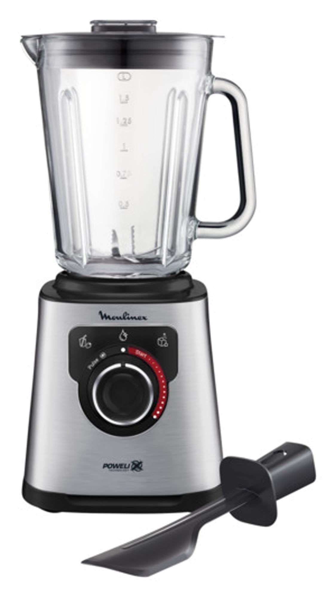 Entdecken Sie den MOULINEX Standmixer PerfectMix+ mit 1200 Watt, 6 Klingen, 3 Programmen und 2L Behälter für perfekte Smoothies und Suppen.