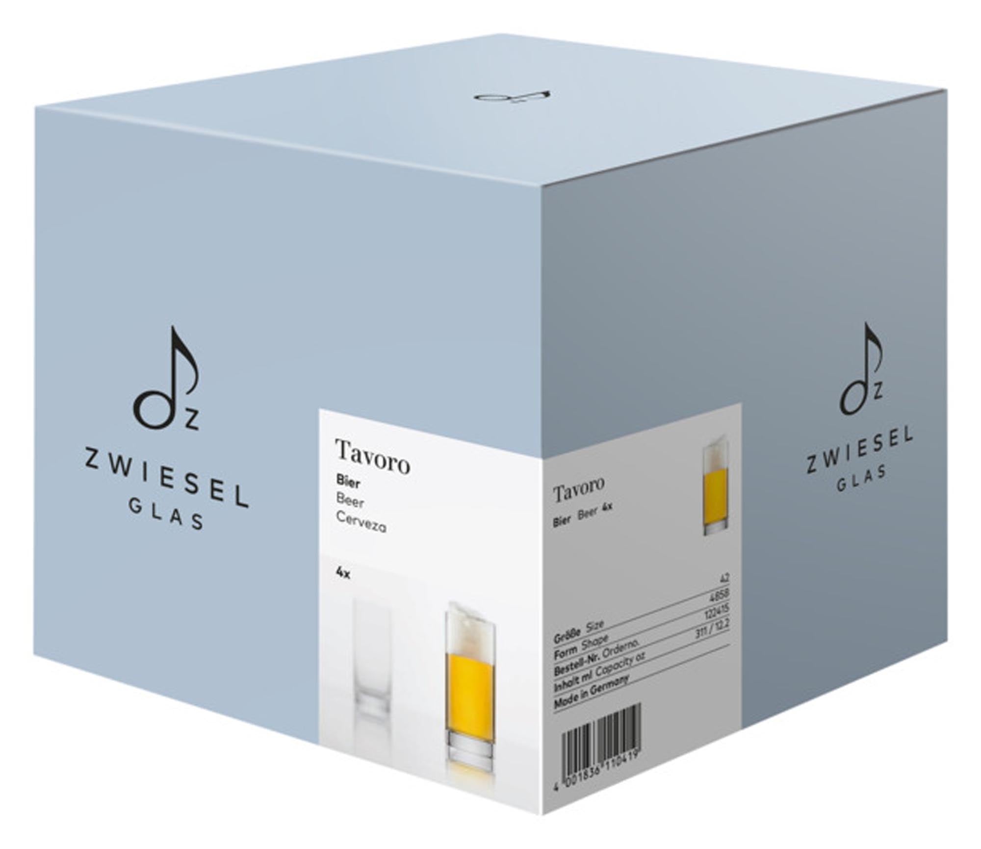 Elegante Bierbecher aus Kristallglas, robust, spülmaschinenfest, für stilvollen Biergenuss. Set mit 4 Stück.