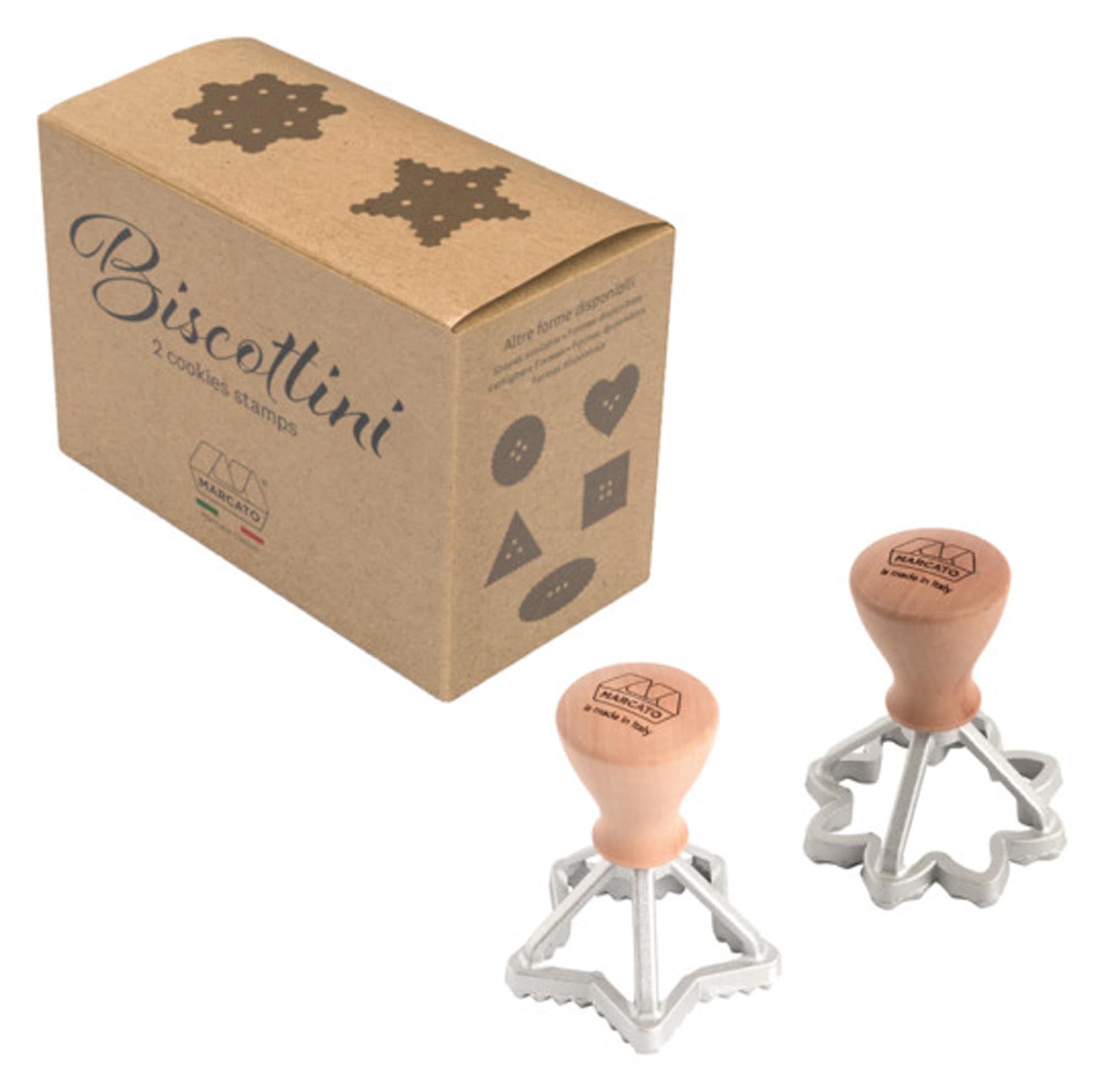 Entdecken Sie das MARCATO Ausstecher Set 2er Stern und Blume mit Holzgriffen. Ideal für kreative Backprojekte und langlebig aus Birnbaum.