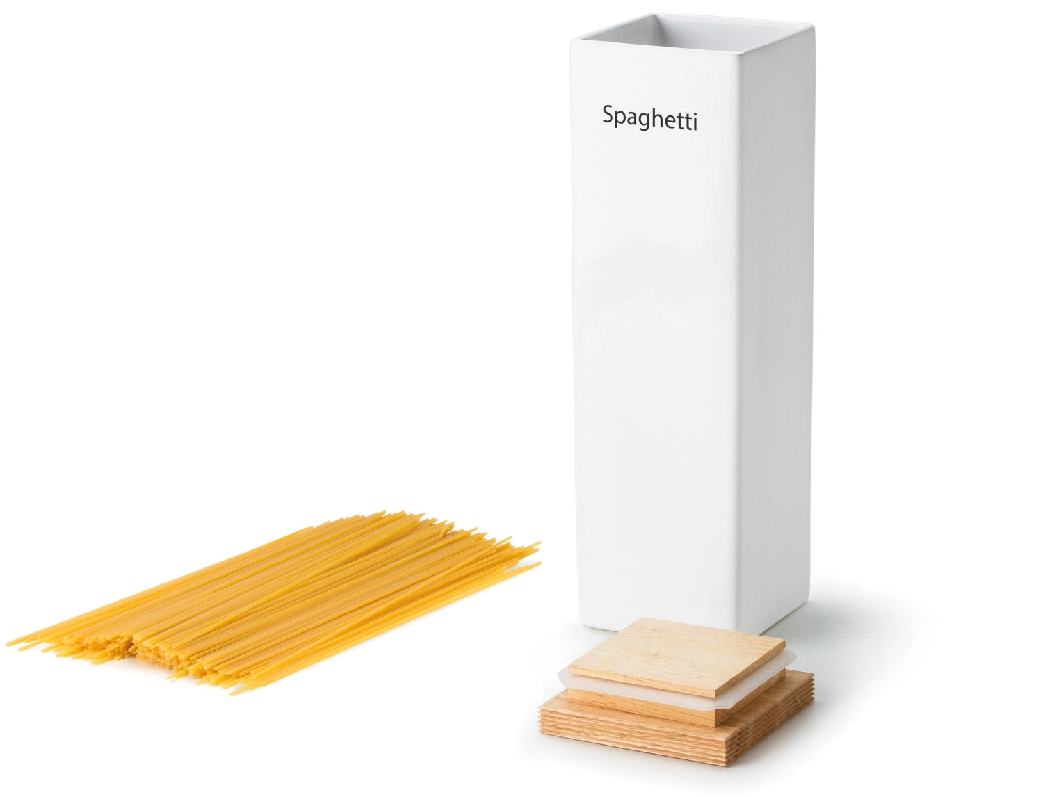 Storage can with wooden lid and silicone ring, 10x10x34cm