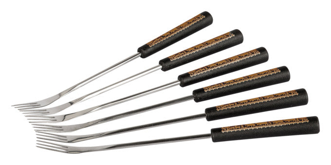 STÖCKLI Käsefonduegabeln Alpaufzug schwarz-gold 6 Stück 26cm in präsentiert im Onlineshop von KAQTU Design AG. Fondue/Raclette ist von STÖCKLI