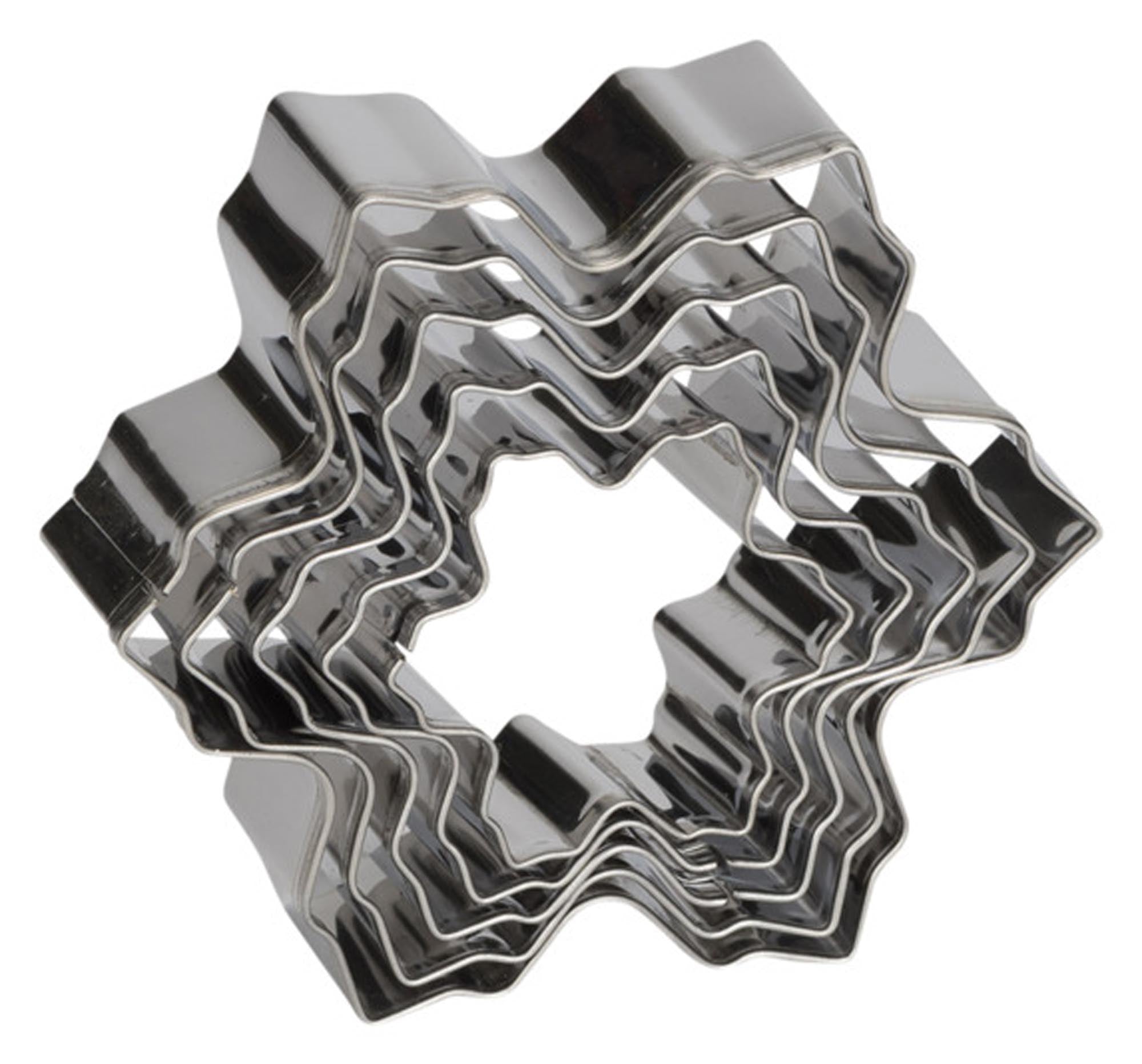 Entdecken Sie die PATISSE Ausstechformen Schneeflocke 5-teilig – ideal für Weihnachtsplätzchen, langlebig aus Edelstahl, perfekt für kreative Backideen!