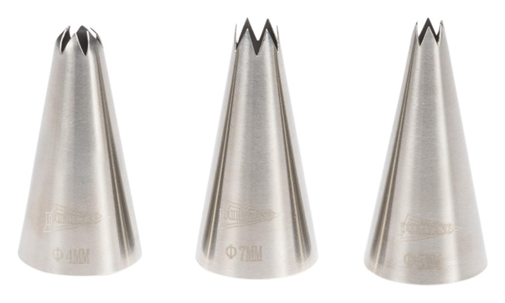 Entdecken Sie das PATISSE Sterntüllen Set aus Edelstahl – 3-teilig für perfekte Tortendekoration, langlebig, spülmaschinenfest und vielseitig einsetzbar.