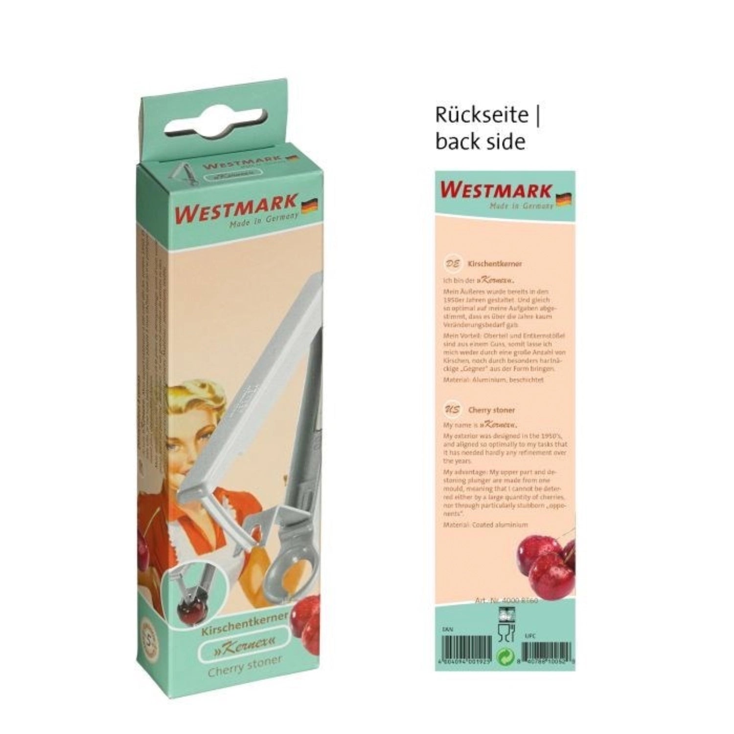 Entdecken Sie den Retro Kirschentkerner Kernex von Westmark – ein elegantes, ergonomisches Küchenwerkzeug für schnelles und einfaches Entkernen von Kirschen!