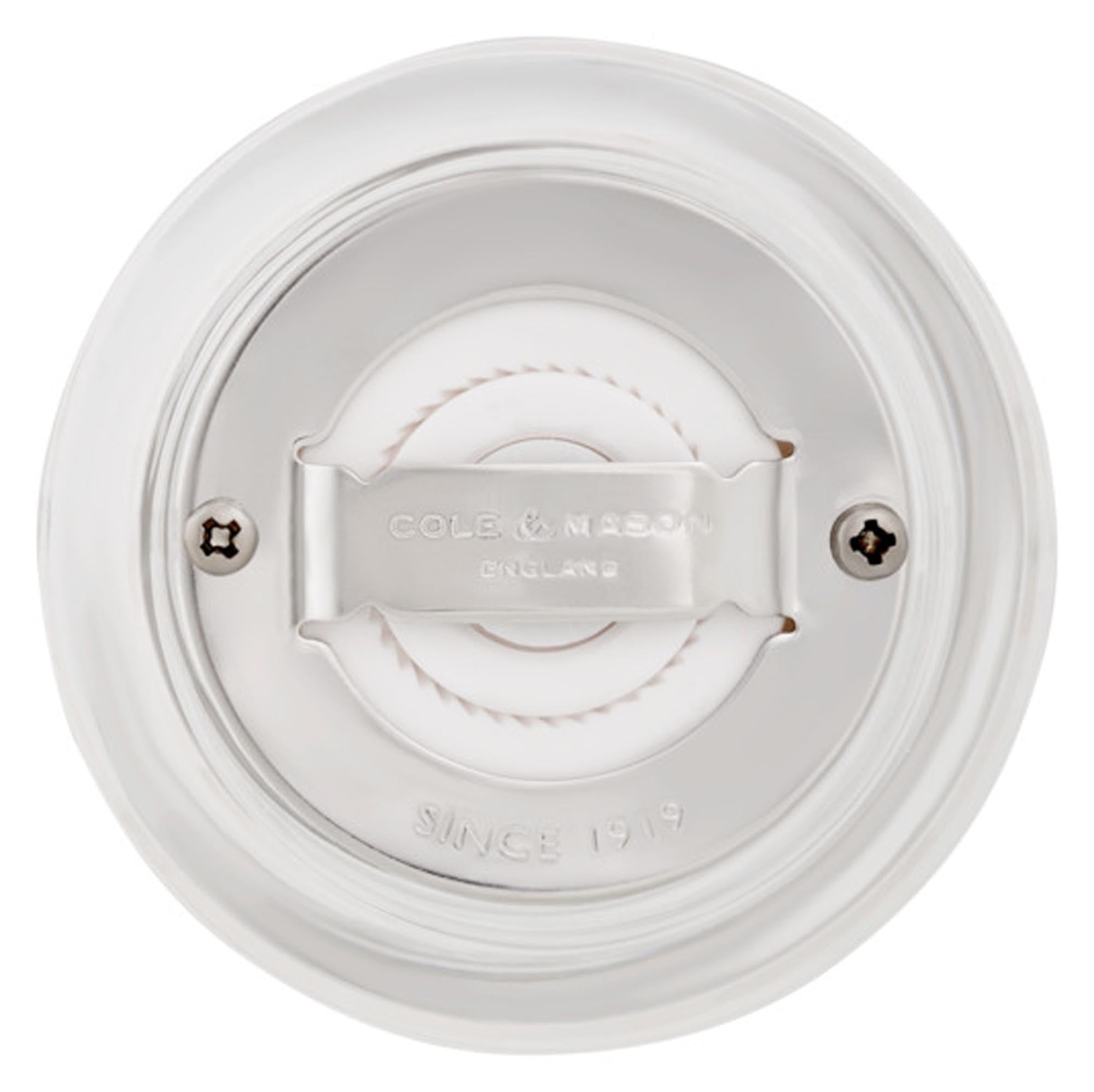 Elegante COLE & MASON Salzmühle aus Acryl, 11.8x5.4 cm, mit präzisem Keramik-Mahlwerk für frische Gewürze.