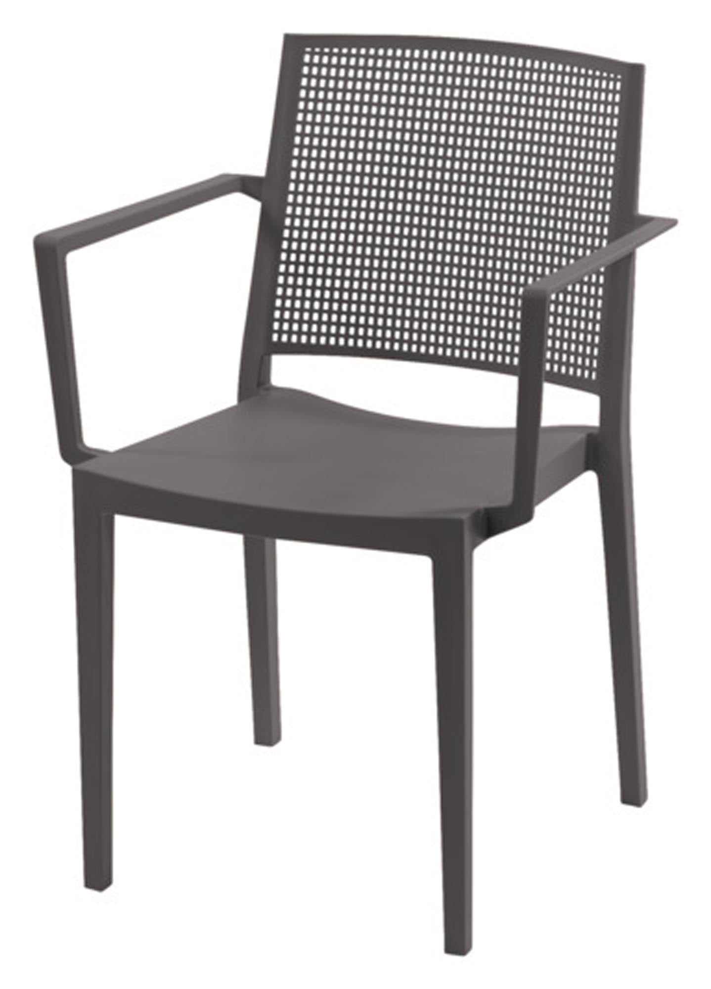 Moderner Gartensessel in Taupe, stabiler Aluminiumrahmen, wetterfestes Textilene-Gewebe, ideal für Terrasse und Garten.