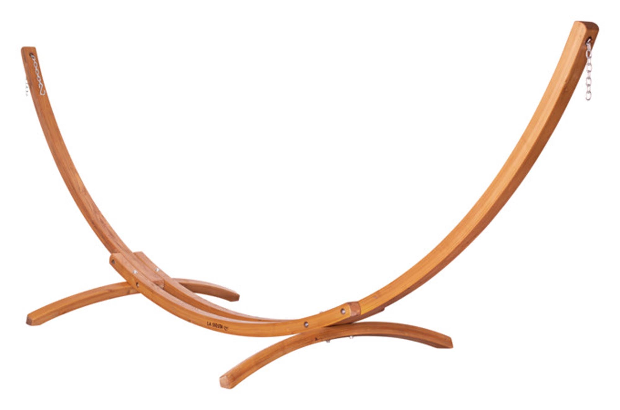 Entspannen Sie im Freien mit dem LA SIESTA Hängemattengestell Maera Kingsize aus hochwertigem Eukalyptus-Holz. Ideal für zwei Personen!