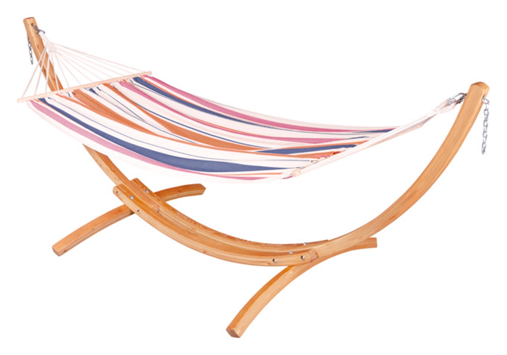 Entspannen Sie in der LA SIESTA Hängematte Chilllounge® Palma Sunrise aus wetterbeständigem Eukalyptus. Luxuriöses Design für Ihren Garten!