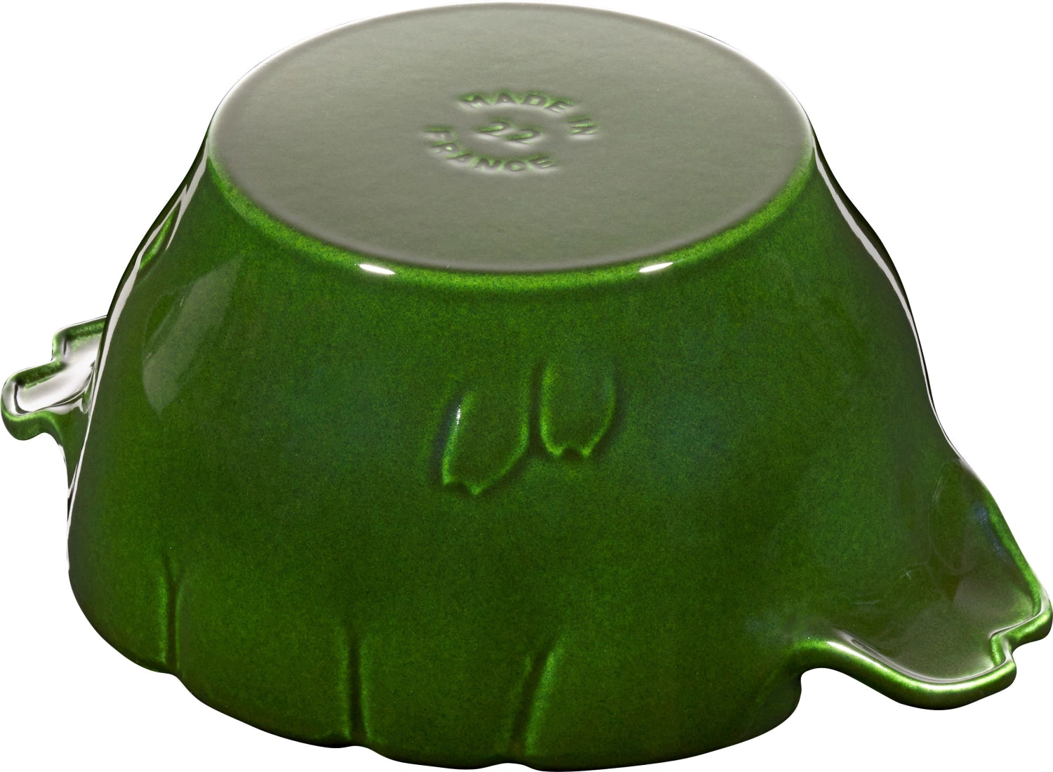 Stilvolle 22 cm Cocotte in Artischocke-Basilikum-Grün aus langlebigem Gusseisen, ideal für schmackhafte Gerichte und ansprechende Tischpräsentation.
