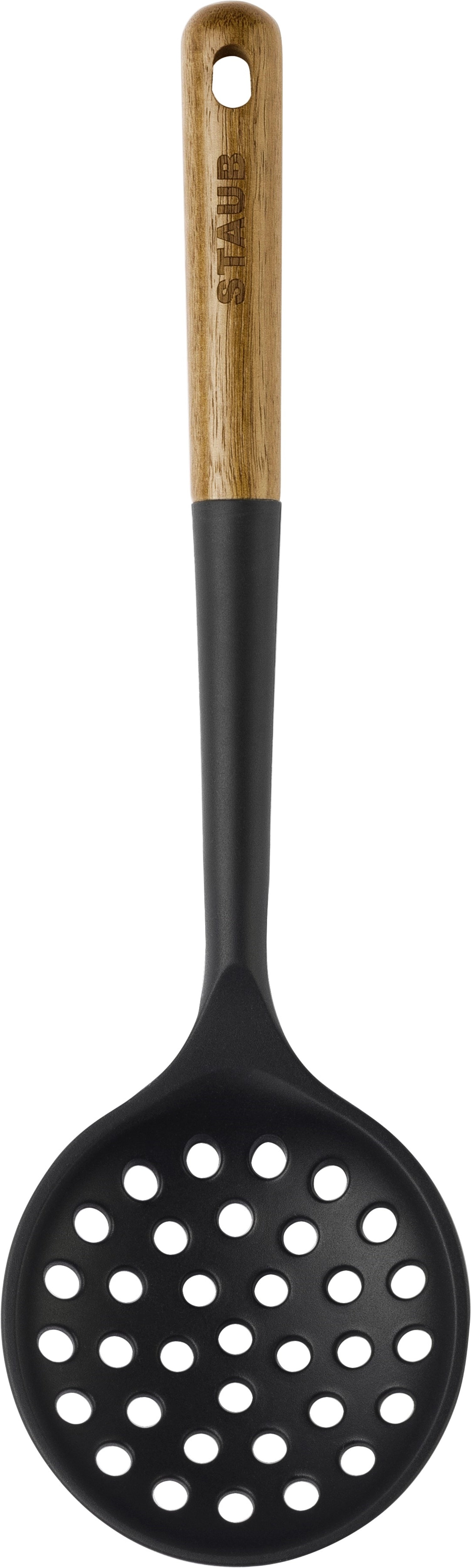 Elegante Schaumkelle aus Akazie mit Silikon, 31 cm, perfekt zum Abseihen und Servieren, hochwertiges Küchenwerkzeug von Staub.