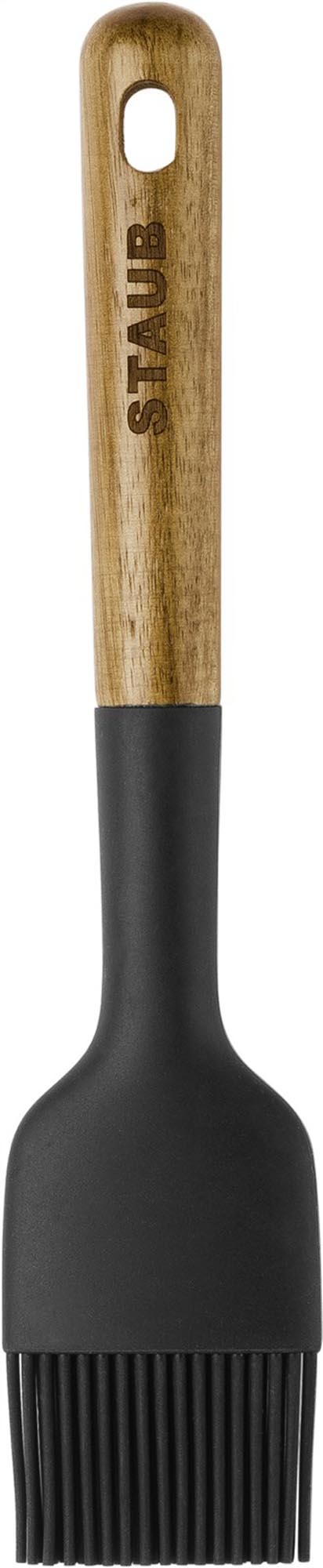 Entdecken Sie den Staub Backpinsel aus Akazienholz und hitzebeständigem Silikon – ideal zum gleichmäßigen Auftragen von Zutaten in Ihrer Küche.