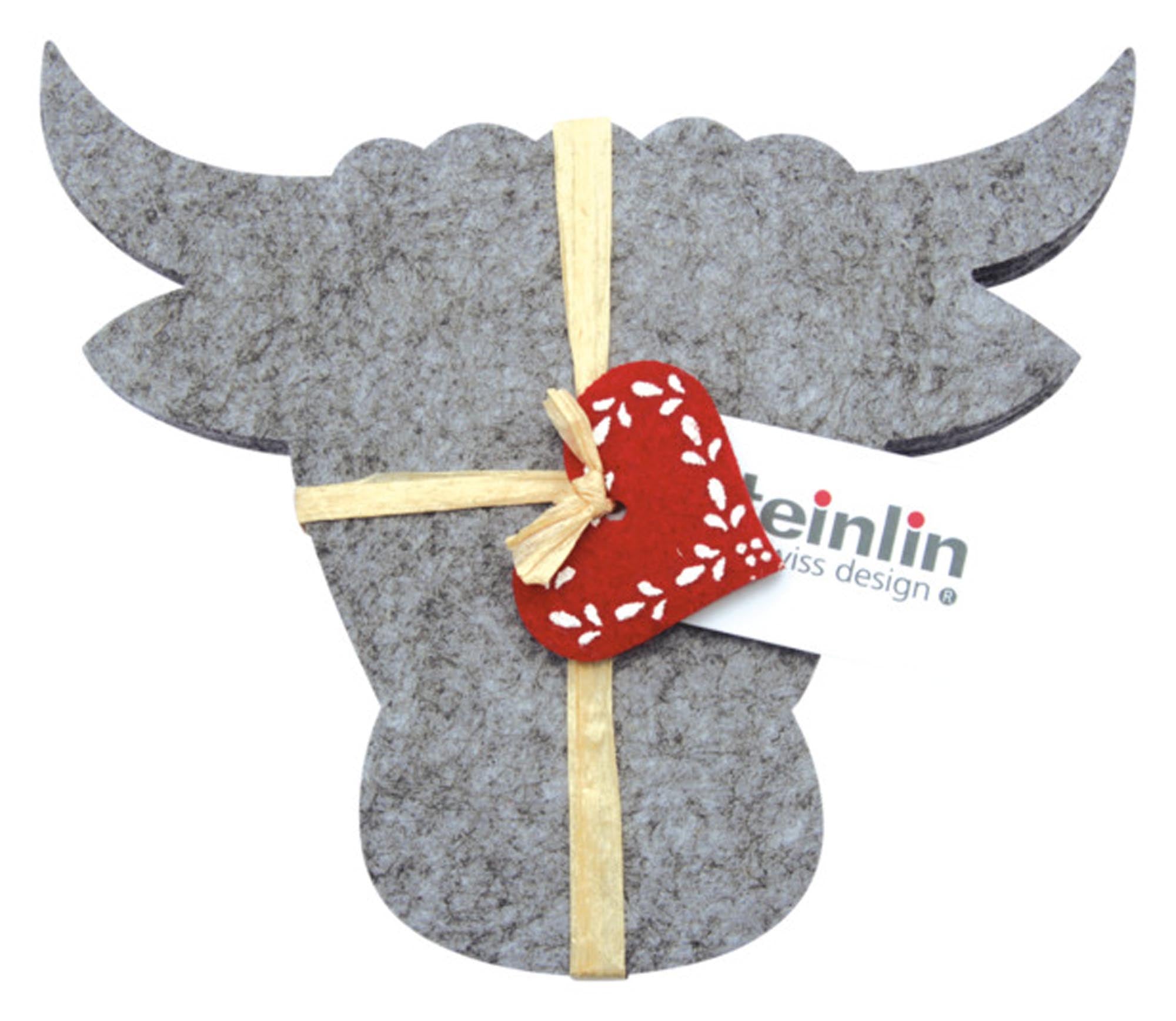 Entdecken Sie die STEINLIN Untersetzer Kuh Kontur aus Polyester-Filz. Praktisch, stilvoll und pflegeleicht – ideal für jeden Tisch! 4 Stück.