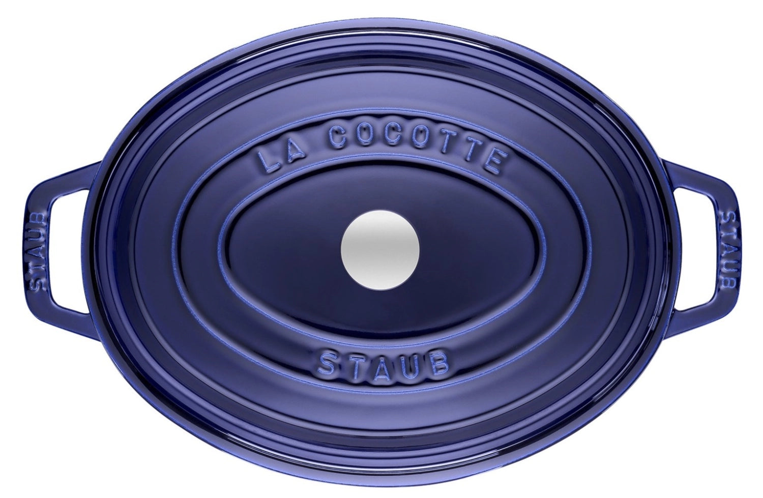Ovaler Cocotte von Staub mit 6,7 Litern, ideal für langsames Garen und Servieren von köstlichen Gerichten.