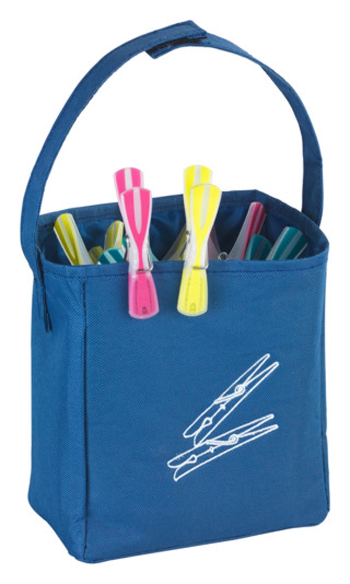 Praktischer Wäscheklammerbeutel von WENKO aus robustem Polyester mit Klettverschluss und Haken für einfache Aufbewahrung.