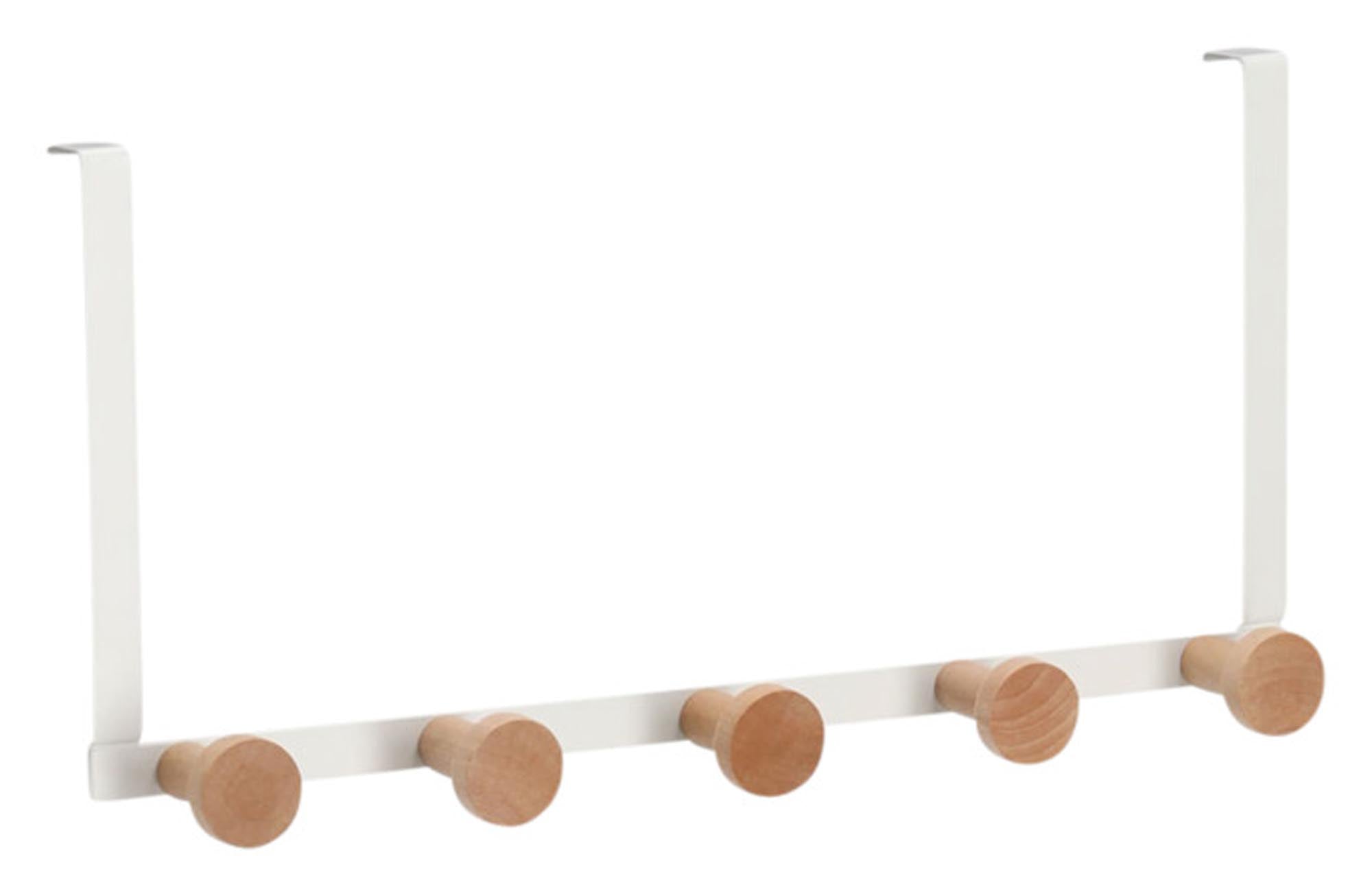 Die ZELLER Türhakenleiste in Weiß (37,5x9x18 cm) bietet 6 stabile Haken für Jacken und Accessoires. Ideal für kleine Flure, funktional und stilvoll.