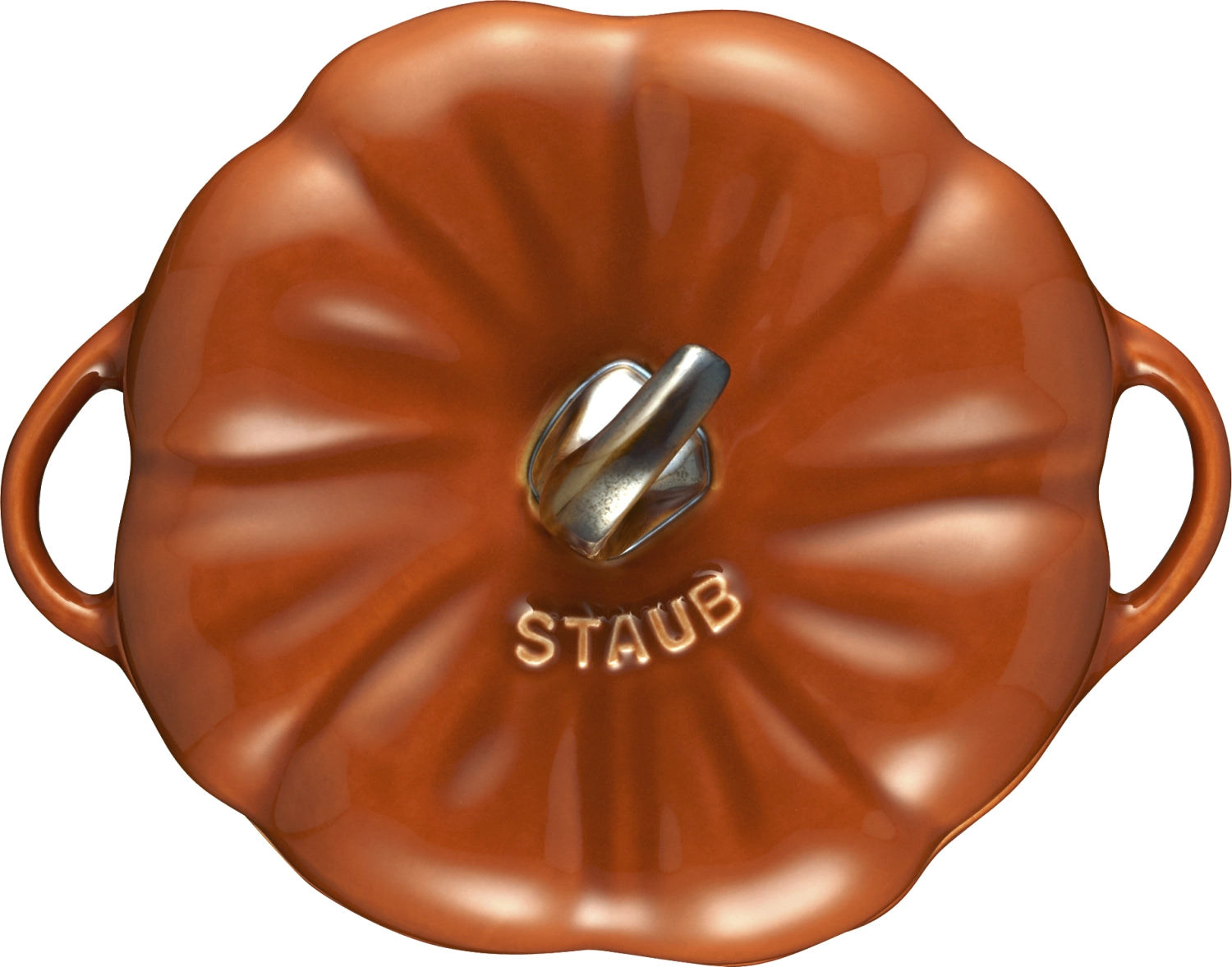 Kleine Cocotte in leuchtendem Kürbisorange mit Zimt-Details, 12 cm, 0.5l, perfekt für kreative Kochideen und ansprechende Tischpräsentation.