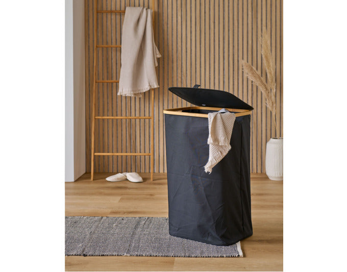 Stilvoller Wäschesammler von ZELLER PRESENT, 41.5x34x69 cm, mit Tragetasche für einfache Wäschetrennung und Transport.