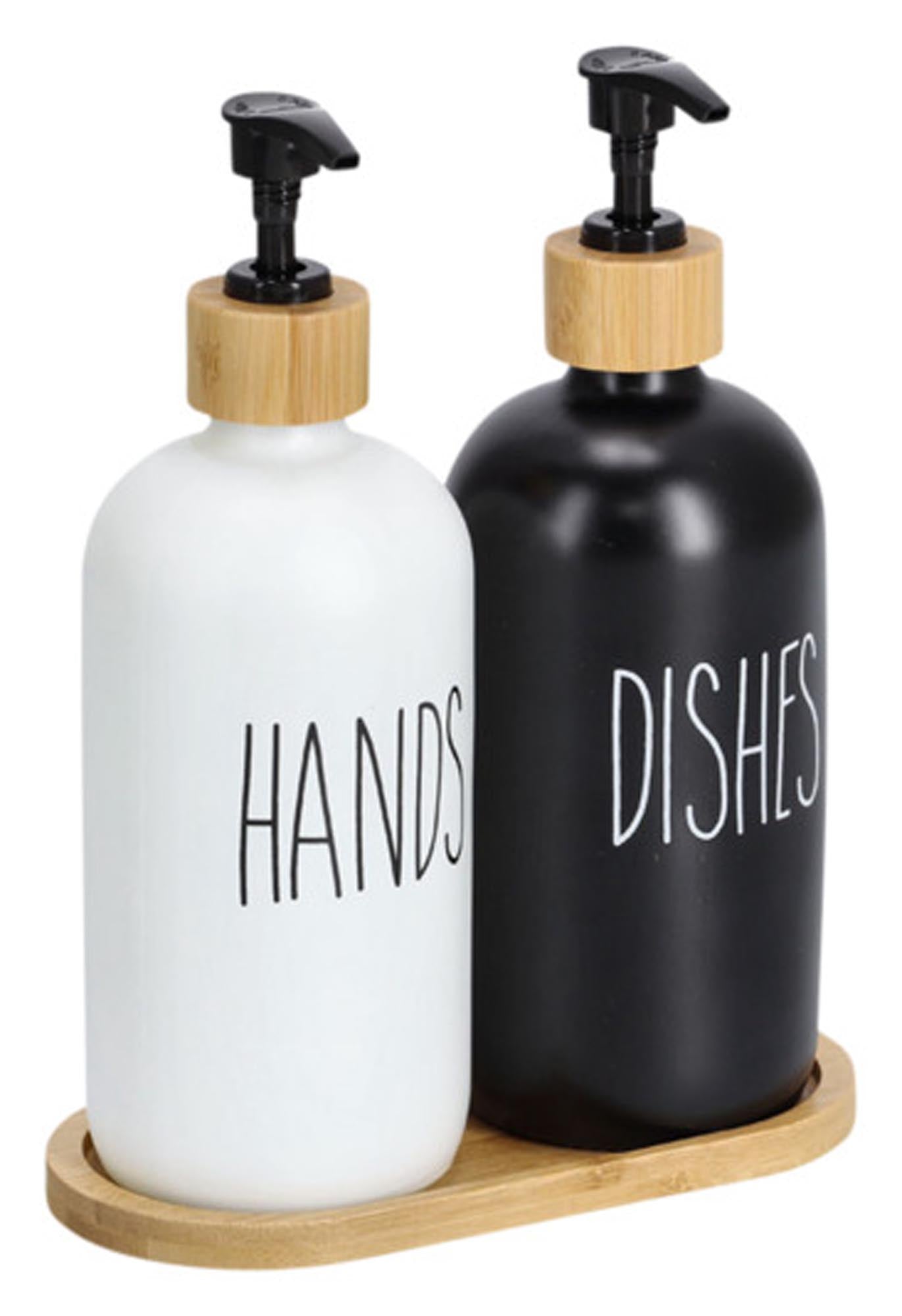 Entdecken Sie das ZELLER Seifenspender-Set 3-teilig in schwarz/weiß. Hygienisch, stilvoll und praktisch für Ihr Badezimmer. Hochwertige Materialien!