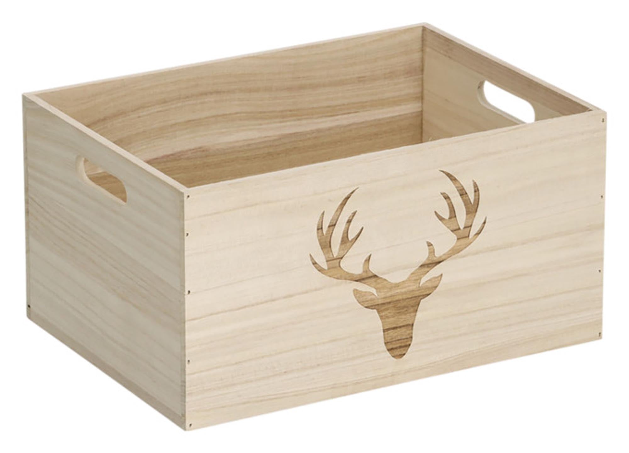 Dekorative Aufbewahrungskiste mit Hirschmotiv, 30x20x16 cm, ideal für Spielzeug, Bürobedarf und mehr. Robust und stilvoll.