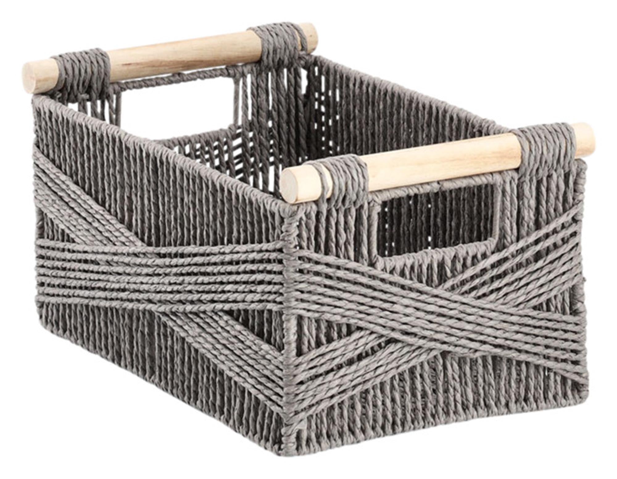 Entdecken Sie den stilvollen ZELLER Aufbewahrungskorb aus Papiergeflecht und Holz (34x22x18 cm) für eine elegante und funktionale Aufbewahrungslösung.