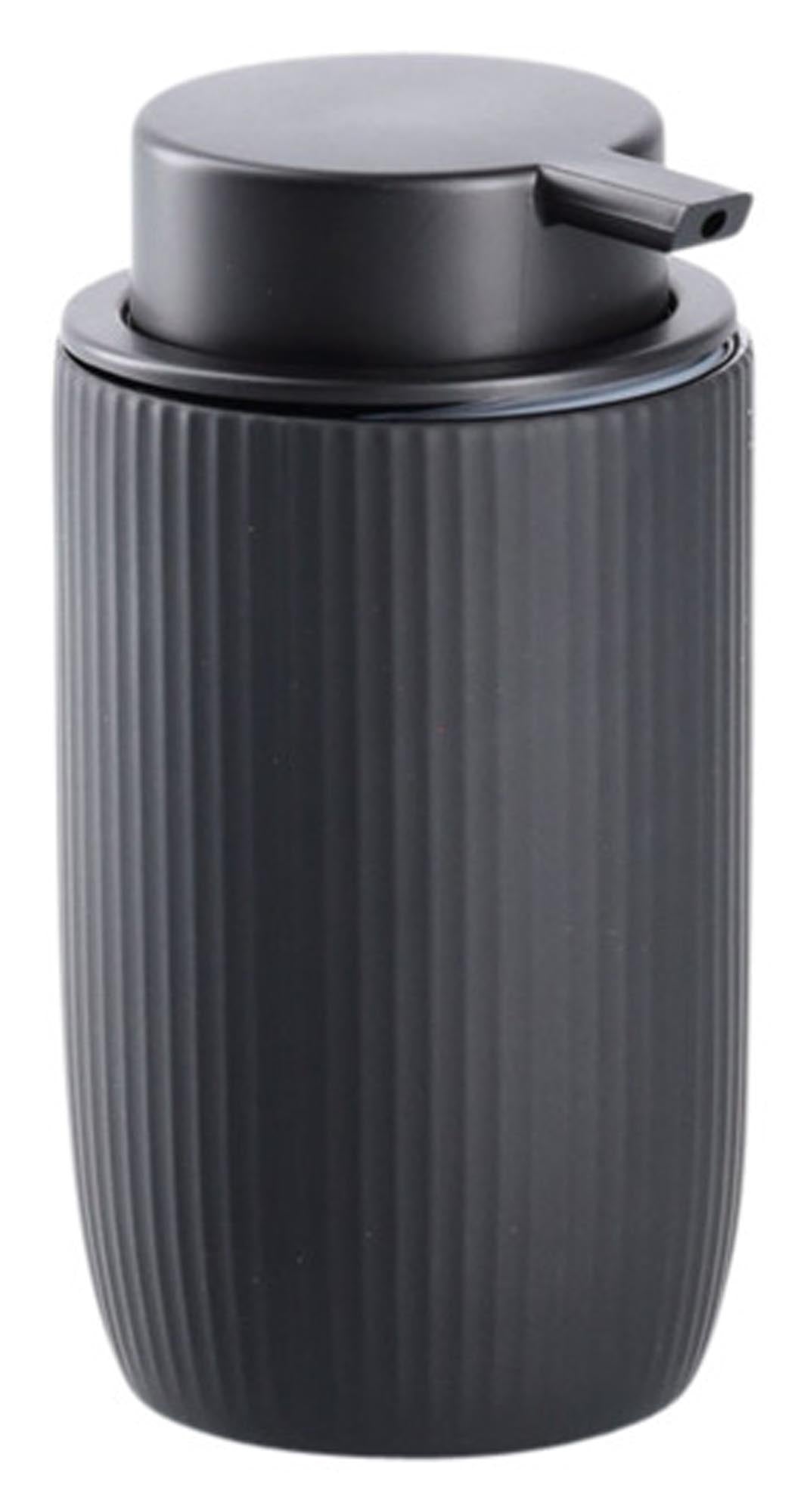 Eleganter ZELLER Seifenspender aus Keramik in Schwarz (ø 7.7x14.4 cm) für stilvolle Handhygiene. Hochwertig, langlebig und praktisch.