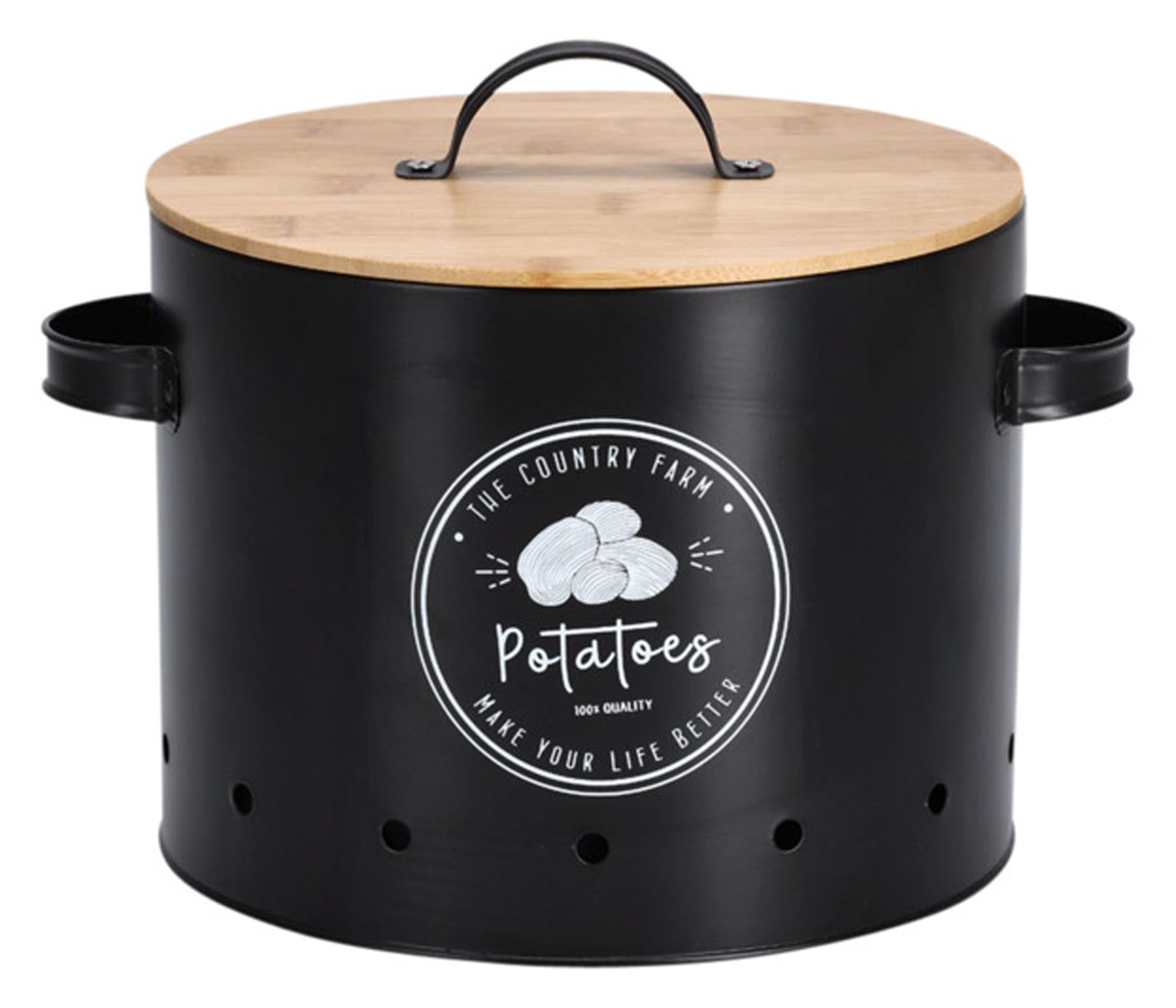 Die ZELLER Vorratsdose Potatoes mit Bambusdeckel (ø 22.5-28x18-21 cm) ist ideal zur Aufbewahrung von Kartoffeln und Zwiebeln. Stilvoll und praktisch!