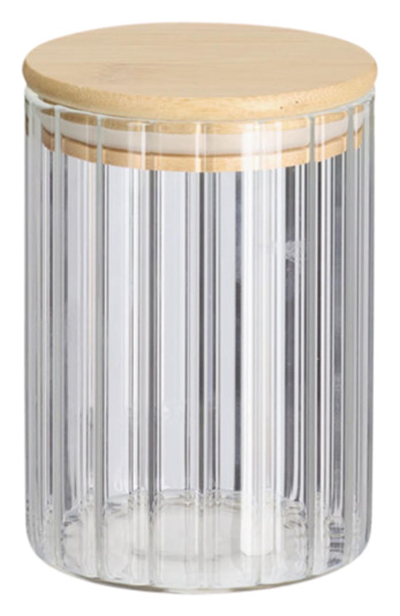 Entdecken Sie das ZELLER Vorratsglas Rillen mit Bambusdeckel (610 ml) – ideal für trockene Lebensmittel, umweltfreundlich und stilvoll.