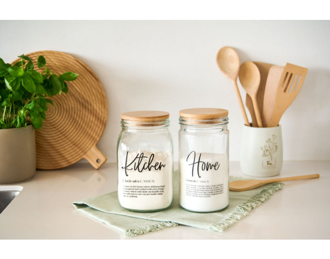 Stilvolles Vorratsglas (1.4L) mit Bambusdeckel, luftdicht, für Trockenvorräte, umweltfreundlich, passt in jede Küche.