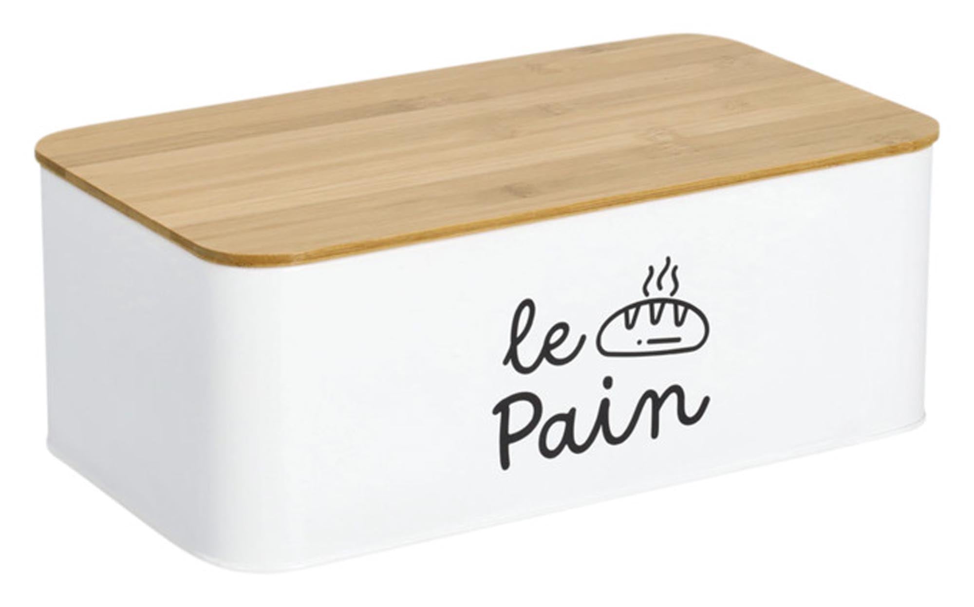 Stilvoller Brotkasten "Le Pain" von ZELLER PRESENT mit Bambusdeckel, 33x18.5x12 cm, für frisches Brot und Backwaren.